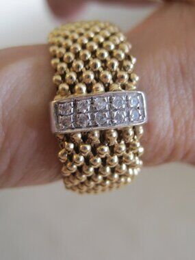 14K YELLOW GOLD DIAMOND SOMERSET 5.6 GRAM ITALIAN WIDE WOVEN BAND RING